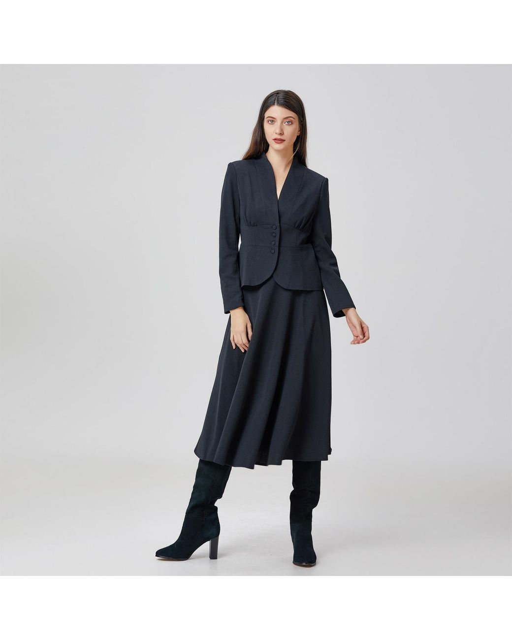 Smart and Joy Black Flared Knee-Length Skirt