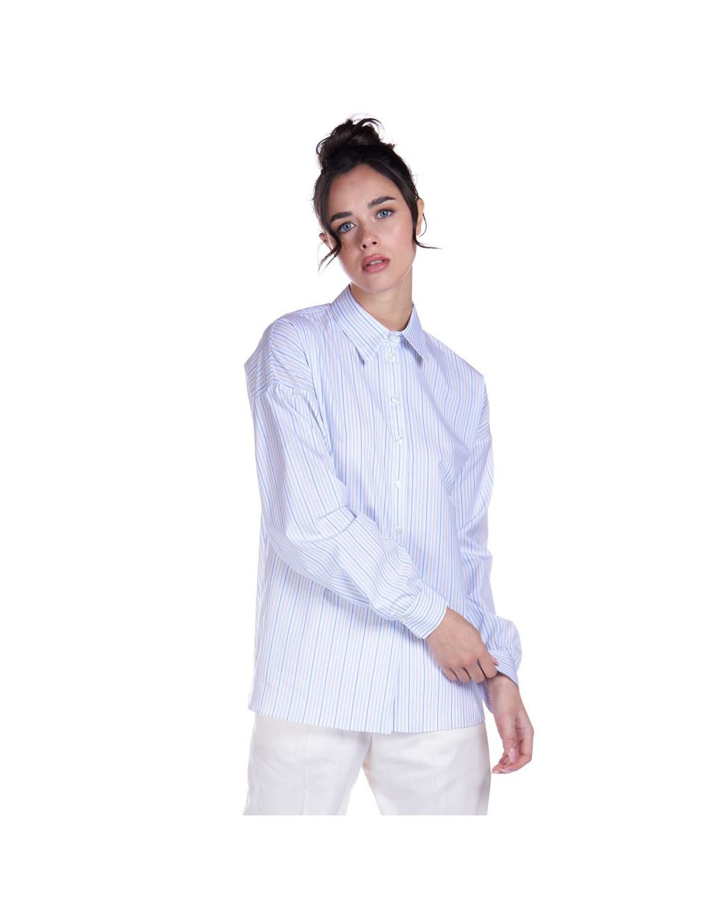 Sofia Tsereteli Blue Striped Cotton Shirt