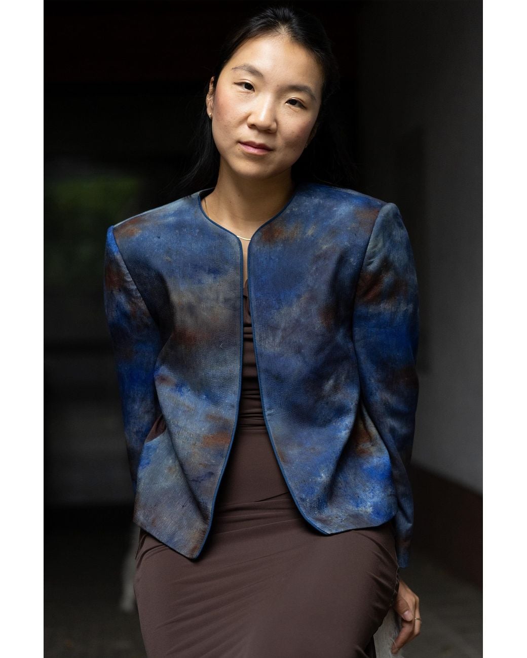 Stovaria Blue Midnight Pure Silk Statement Jacket