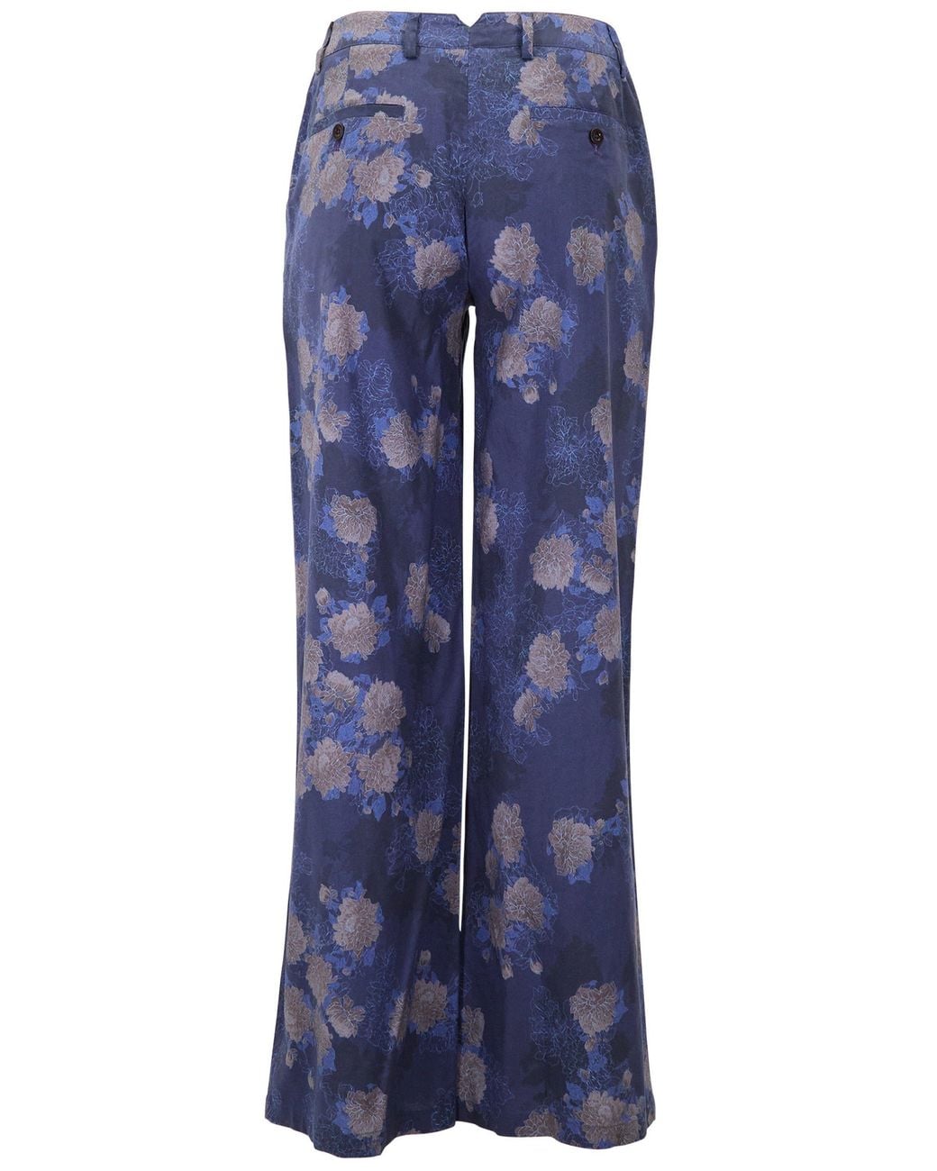 Lords of Harlech Blue Phillis Lans Floral Stretch Tencel Tailored Pant