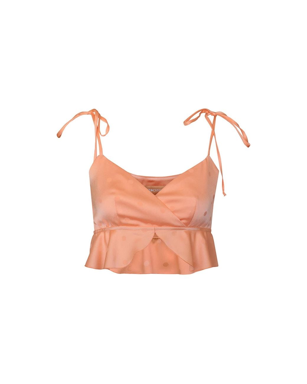 2KStyle Pink Bali Satin Effect Cropped Ruffled Top
