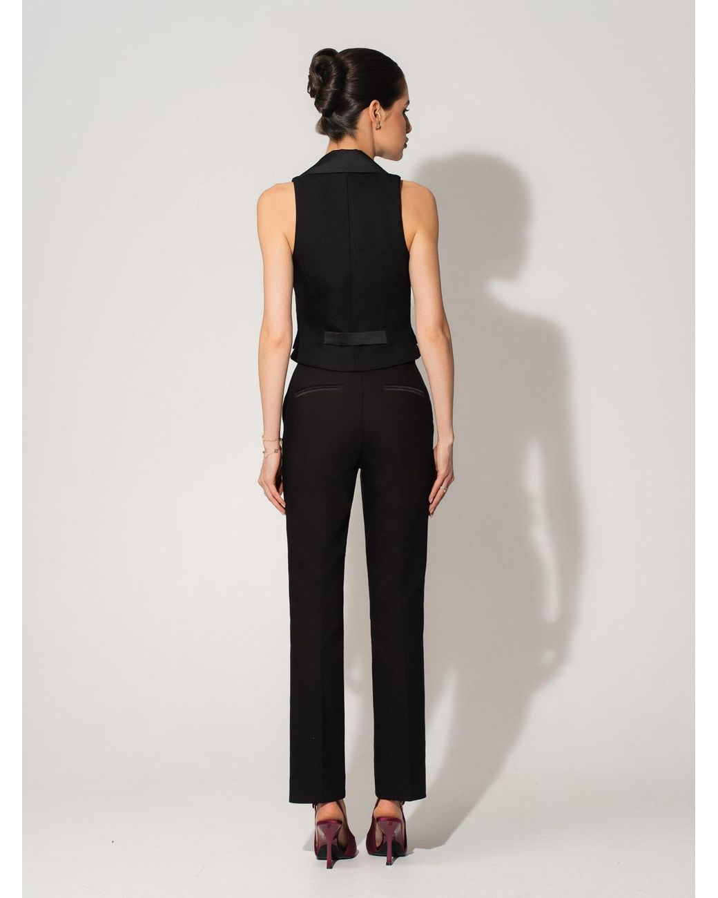 Tia Dorraine Black Single-Breasted Waistcoat & Tailored Trousers Set