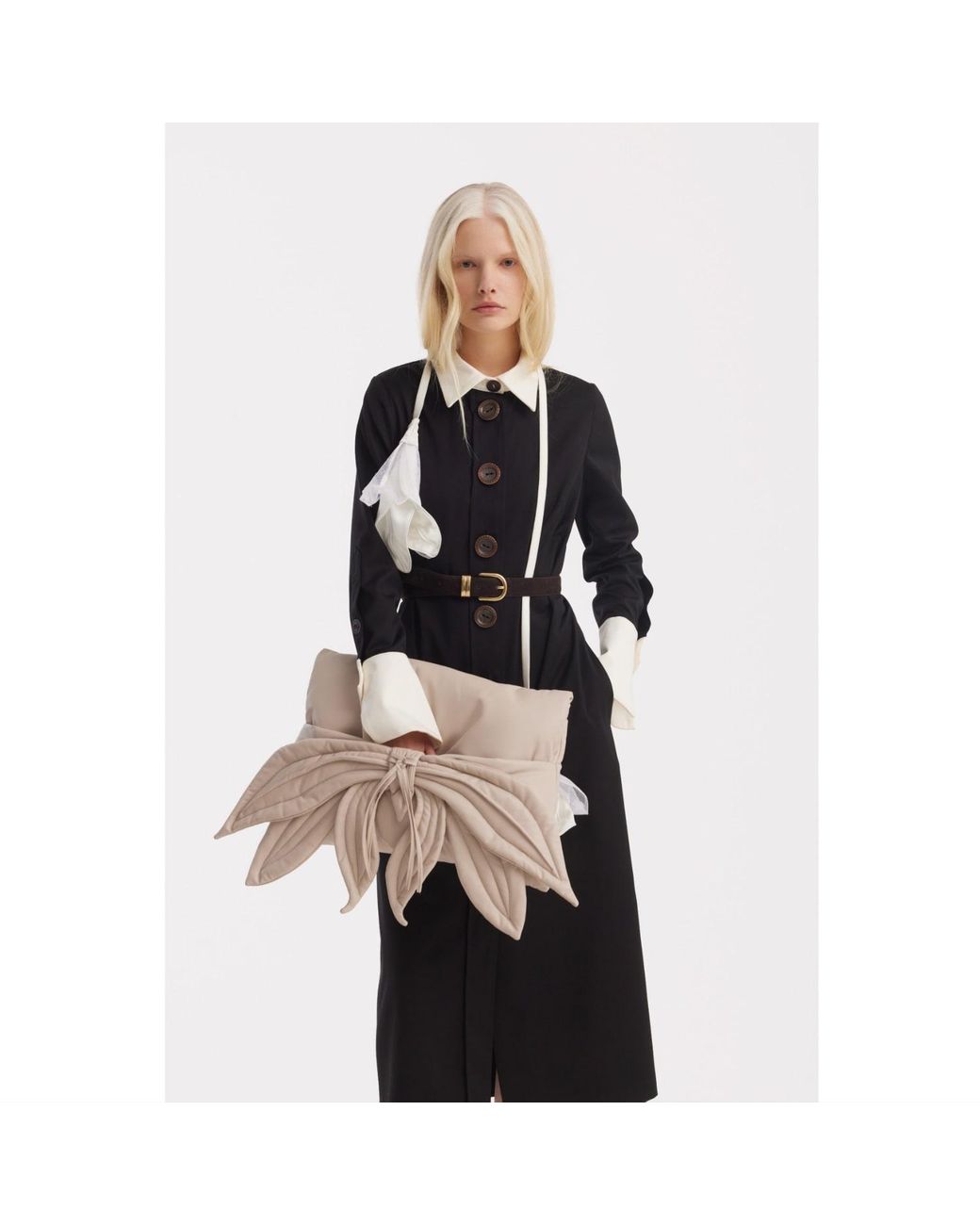 Julia Allert Black Monochrome Midi Shirt Dress –
