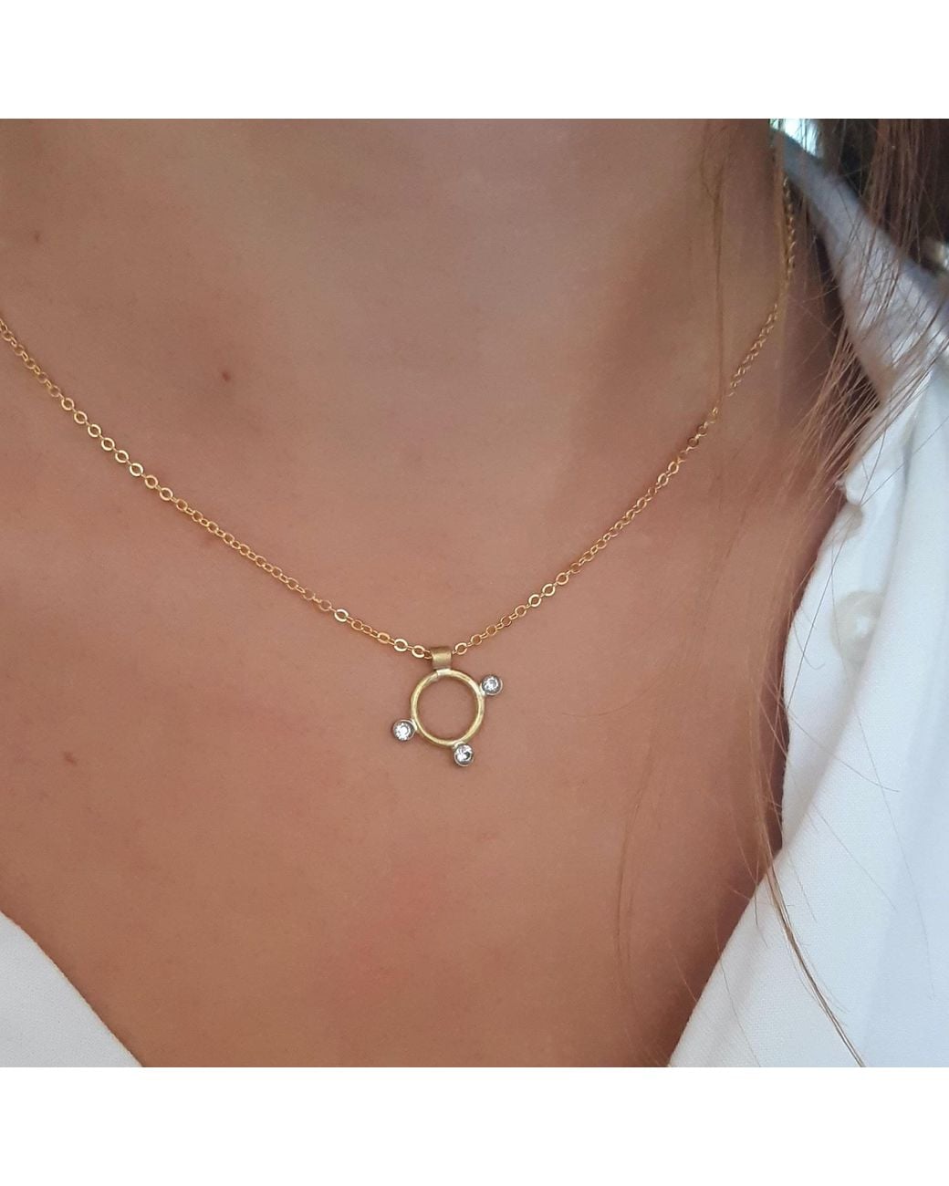 Lily Flo Jewellery Metallic Rhea 3 Diamond Necklace