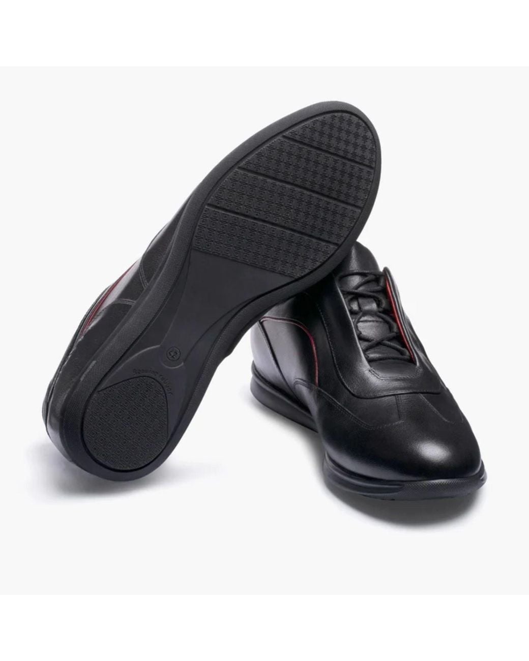 Armos Black Leather Sneaker With Lines for men