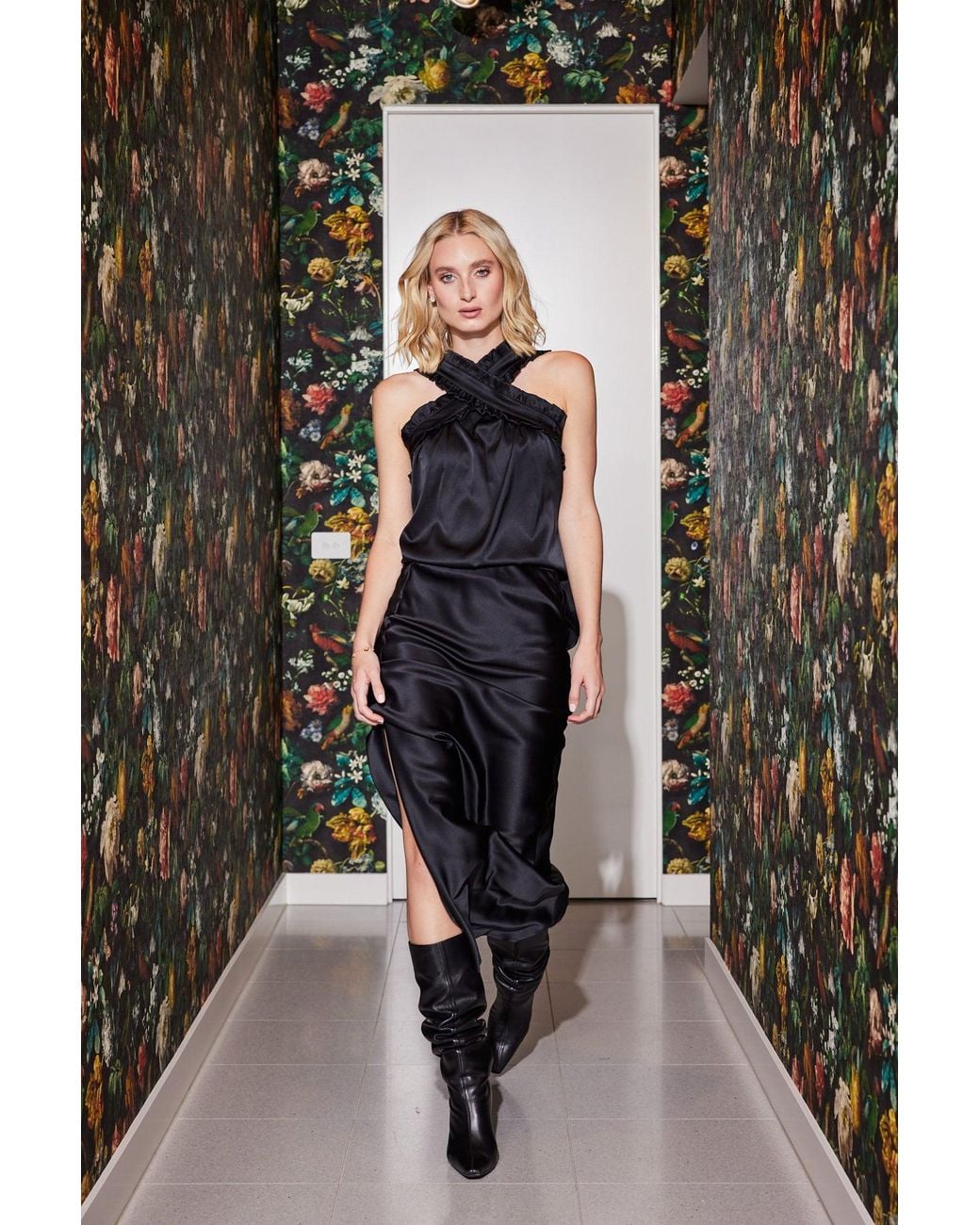 Lindsay Nicholas New York Black Jackie Criss Cross Top