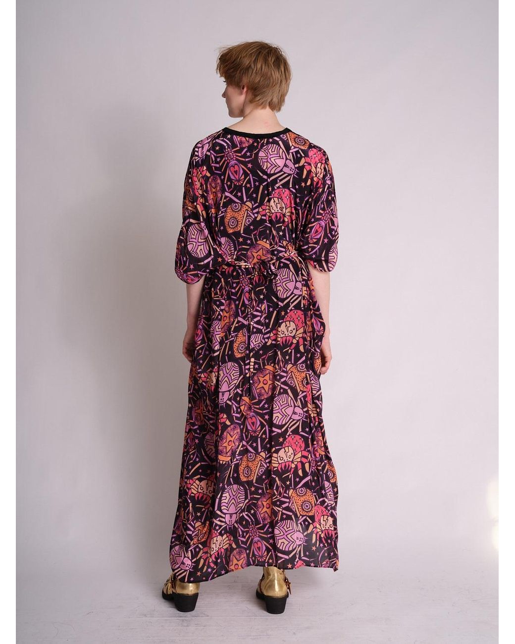 Any Old Iron Purple Spiders From Mars Kaftan Dress