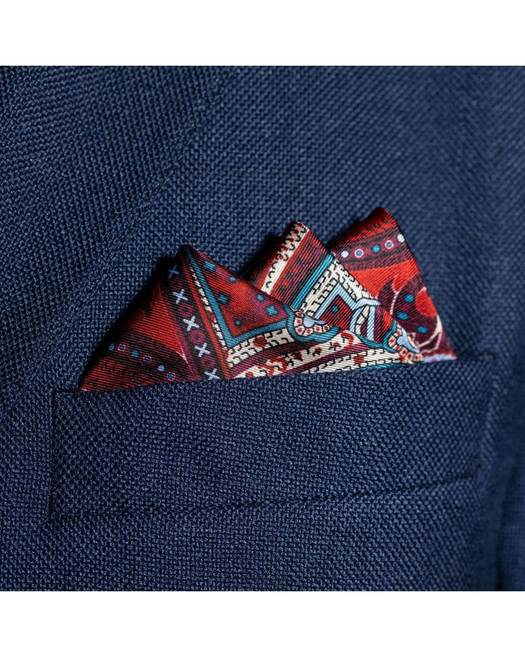 Otway & Orford Purple 'Labyrinth' Paisley Silk Pocket Square for men