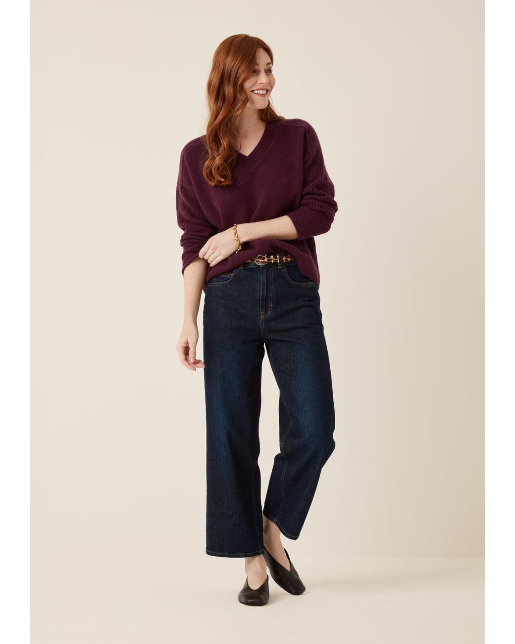Loop Cashmere Purple V Neck Lofty Sweatshirt