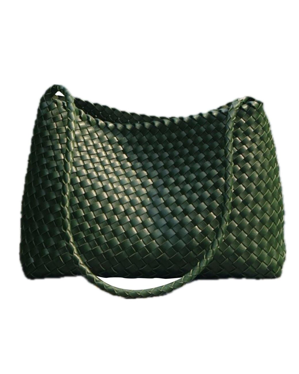 Rimini Green Hand Weaving Vegan Leather Shoulder Bag 'Suzy'