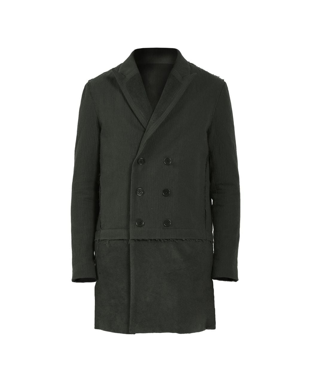 Smart and Joy Green Double-Breasted Long Coat With Printed Lining for men