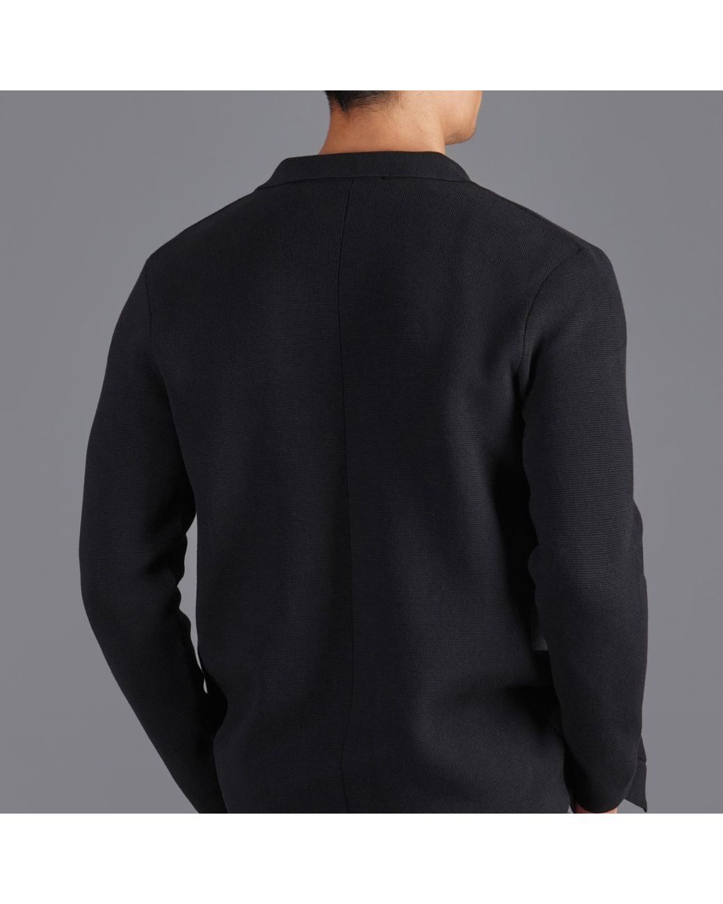 Paul James Knitwear Blue Cotton Deconstructed Knitted Gabriel Blazer for men