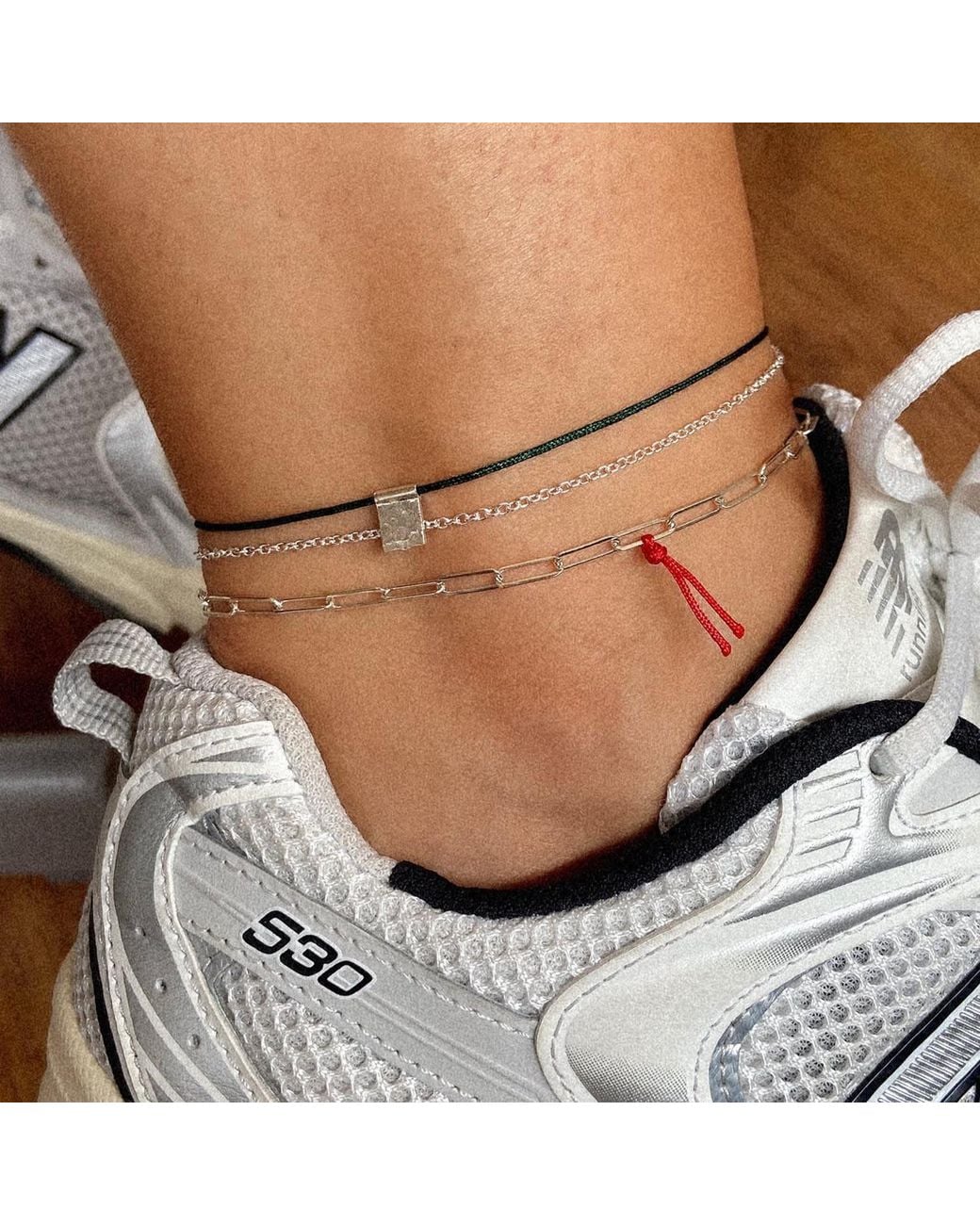 The Pheia Metallic Paperclip Chain Anklet