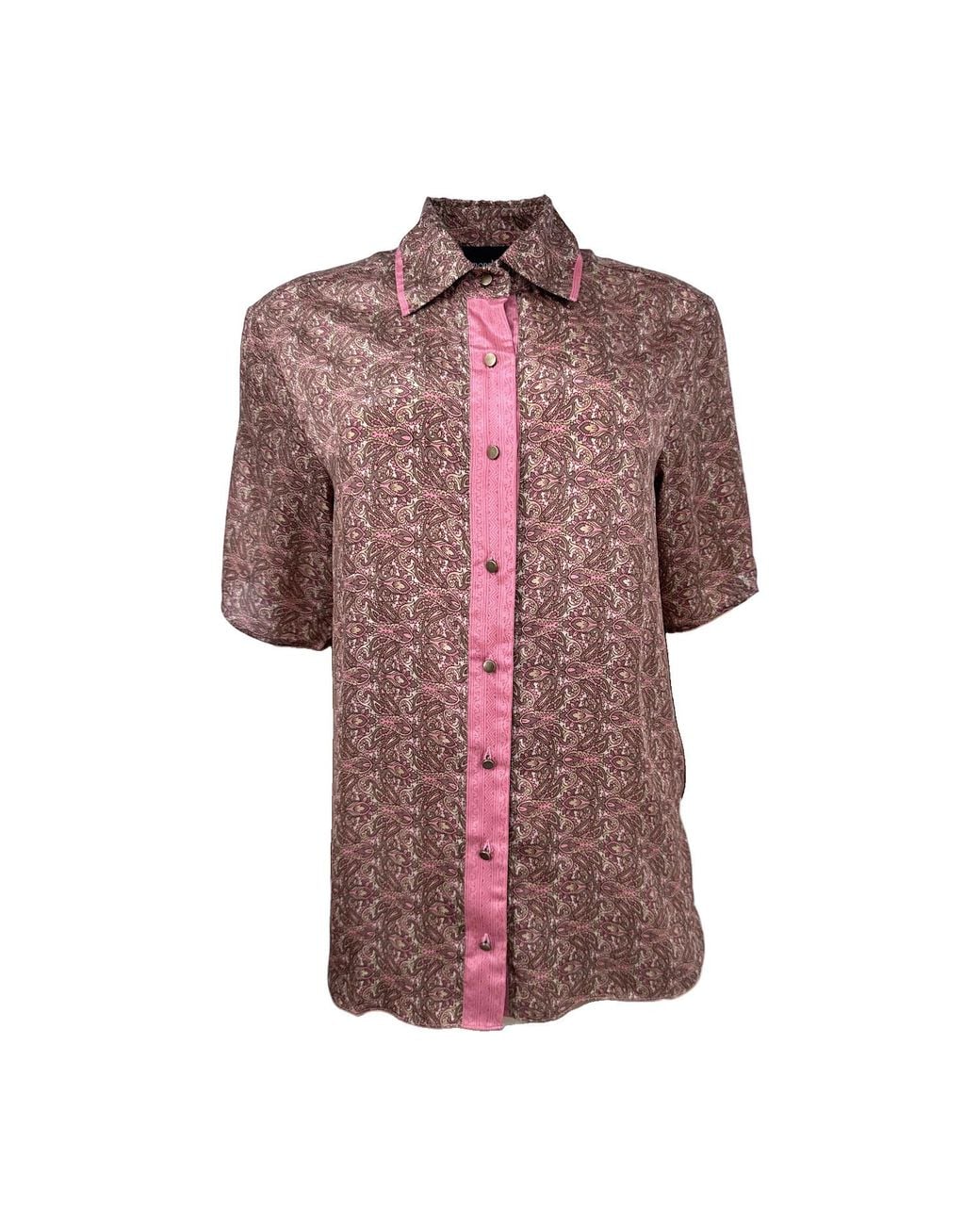 Monzlapur New York Pink Rose Paisley Motif Short Sleeve Shirt for men