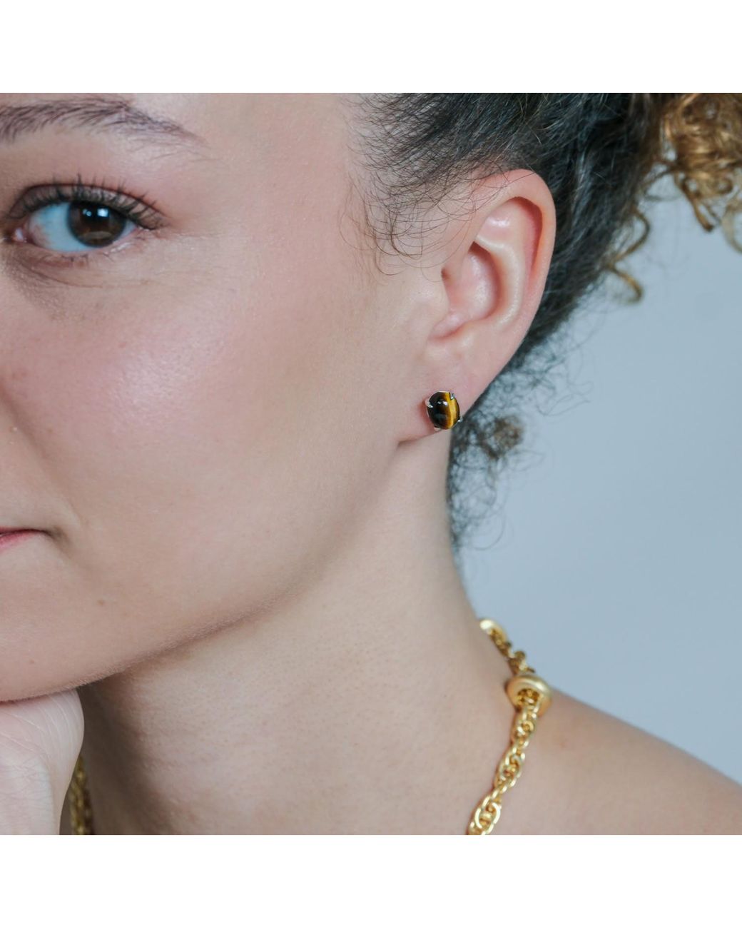 Onia Metallic Tiger's Eye Studs