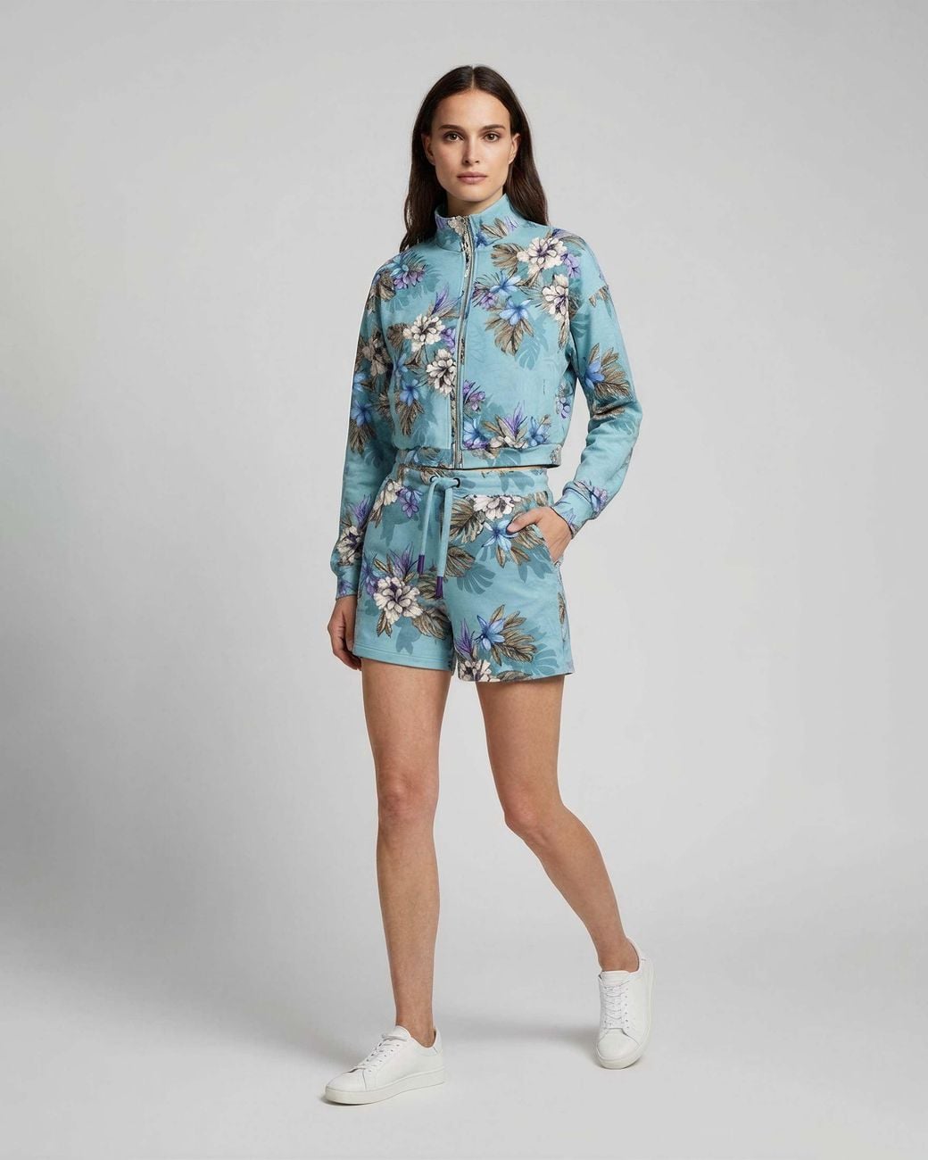 Lords of Harlech Blue Penelope Exotic Floral Drawstring Short
