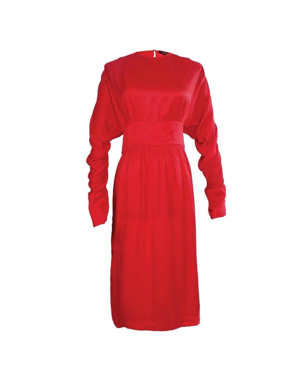 Smart and Joy Red Long-Sleeved Fitted Dress With Off-Shoulders