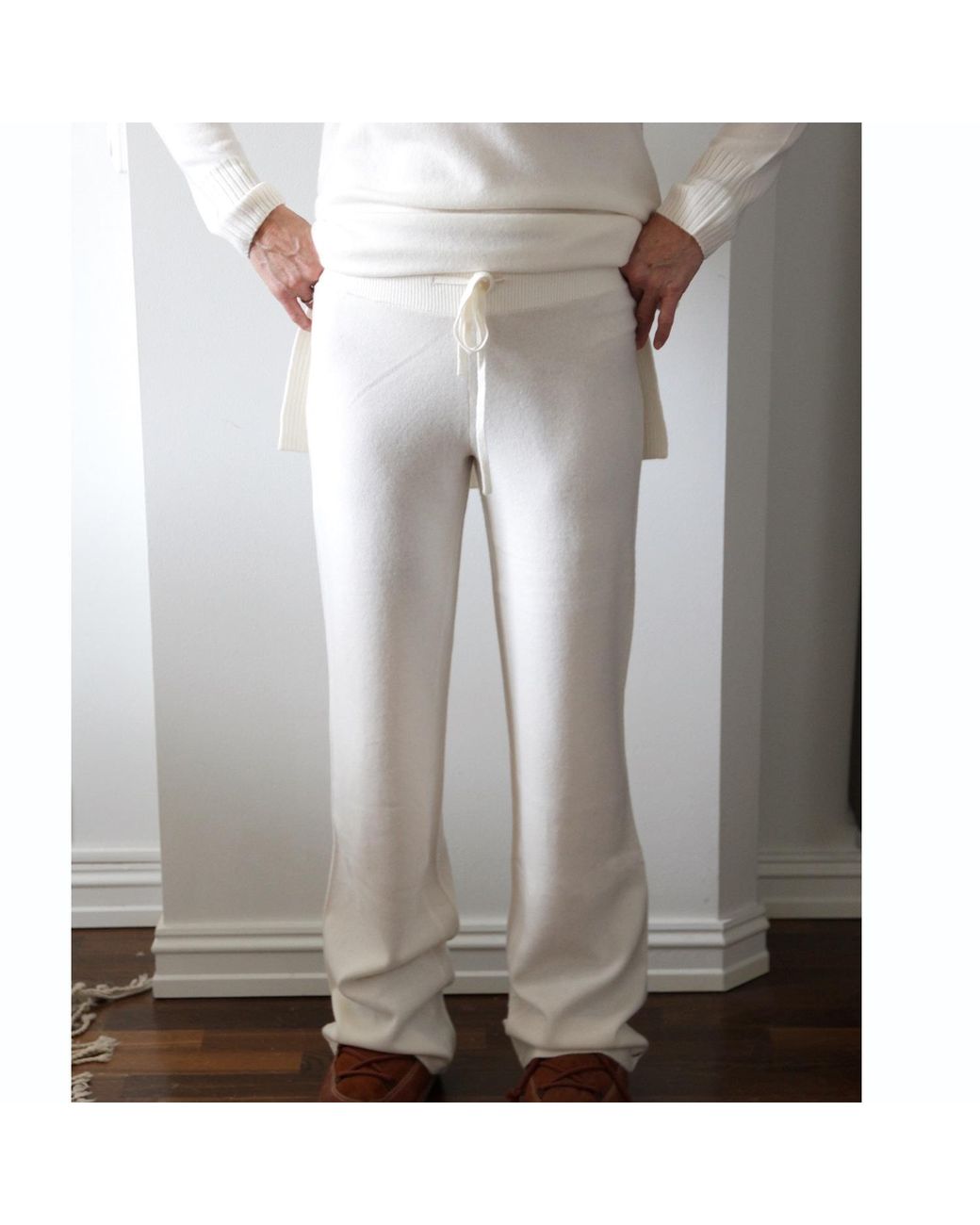 tirillm White Andrea Merino Wool Loose Fitted Trouser- Off