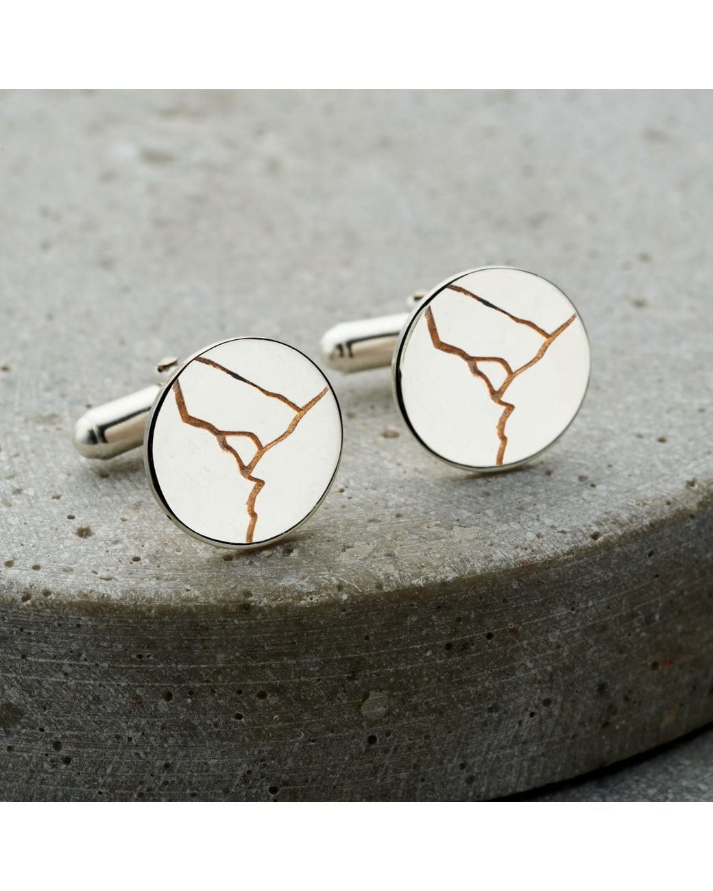 Posh Totty Designs Metallic Kintsugi Disc Cufflinks for men