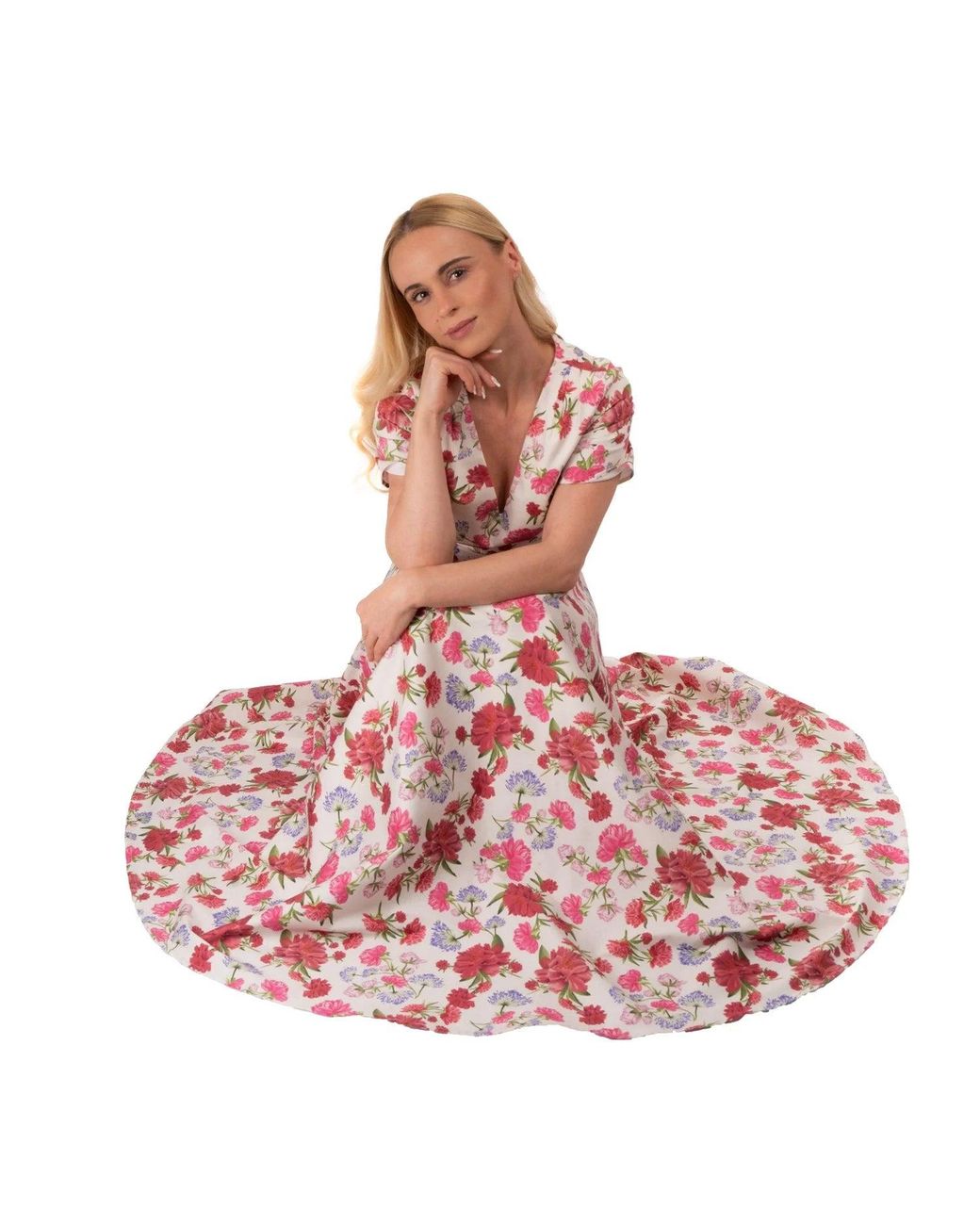 Sofia Tsereteli Red Blooming Blossom Belle Gown