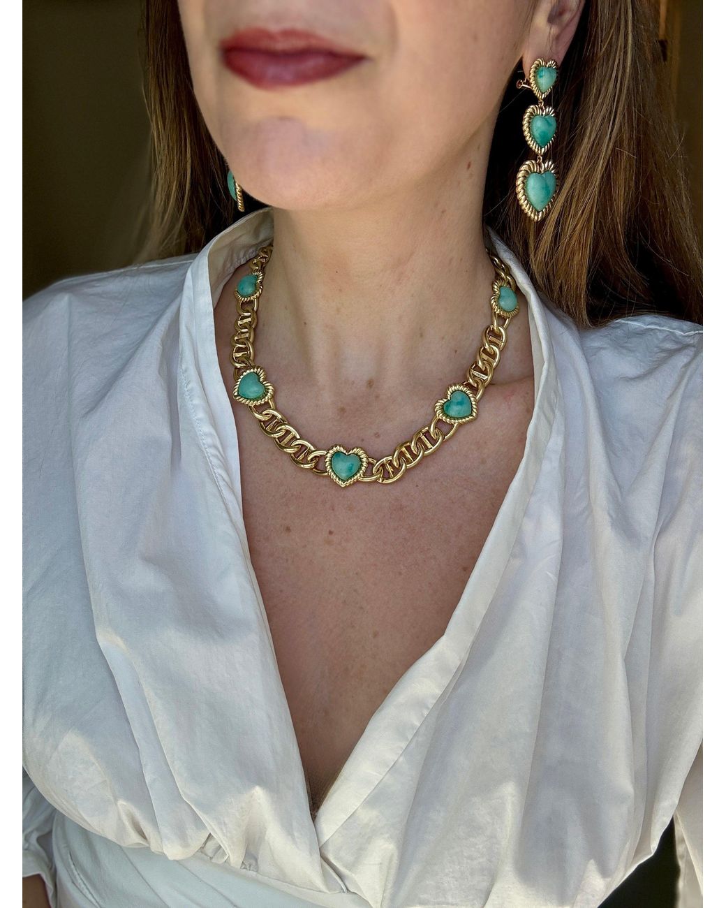 Laura Gray Metallic Sloan Heart Necklace/ Light