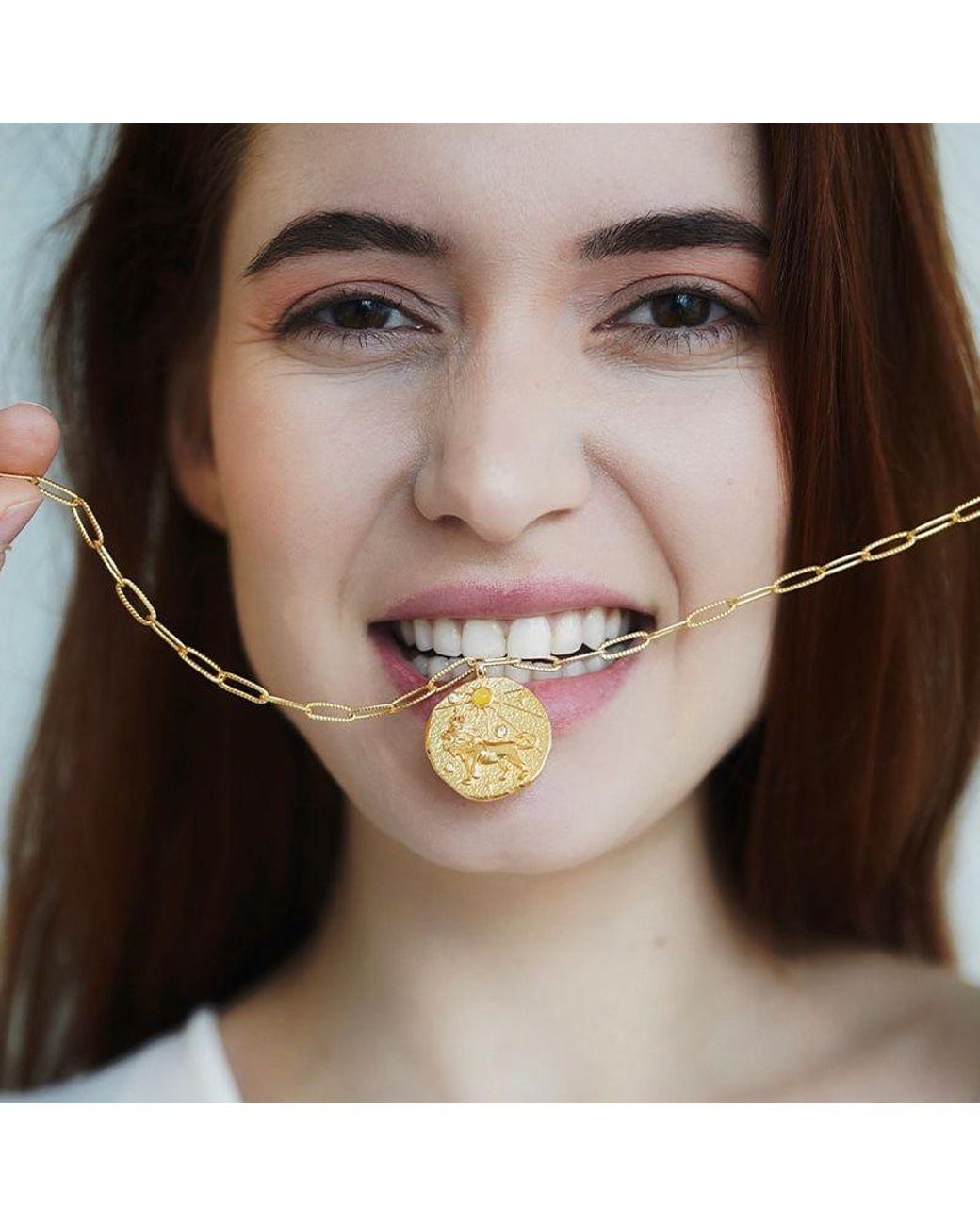 Aurozia Metallic Constellations Leo Double-Sided Coin Necklace