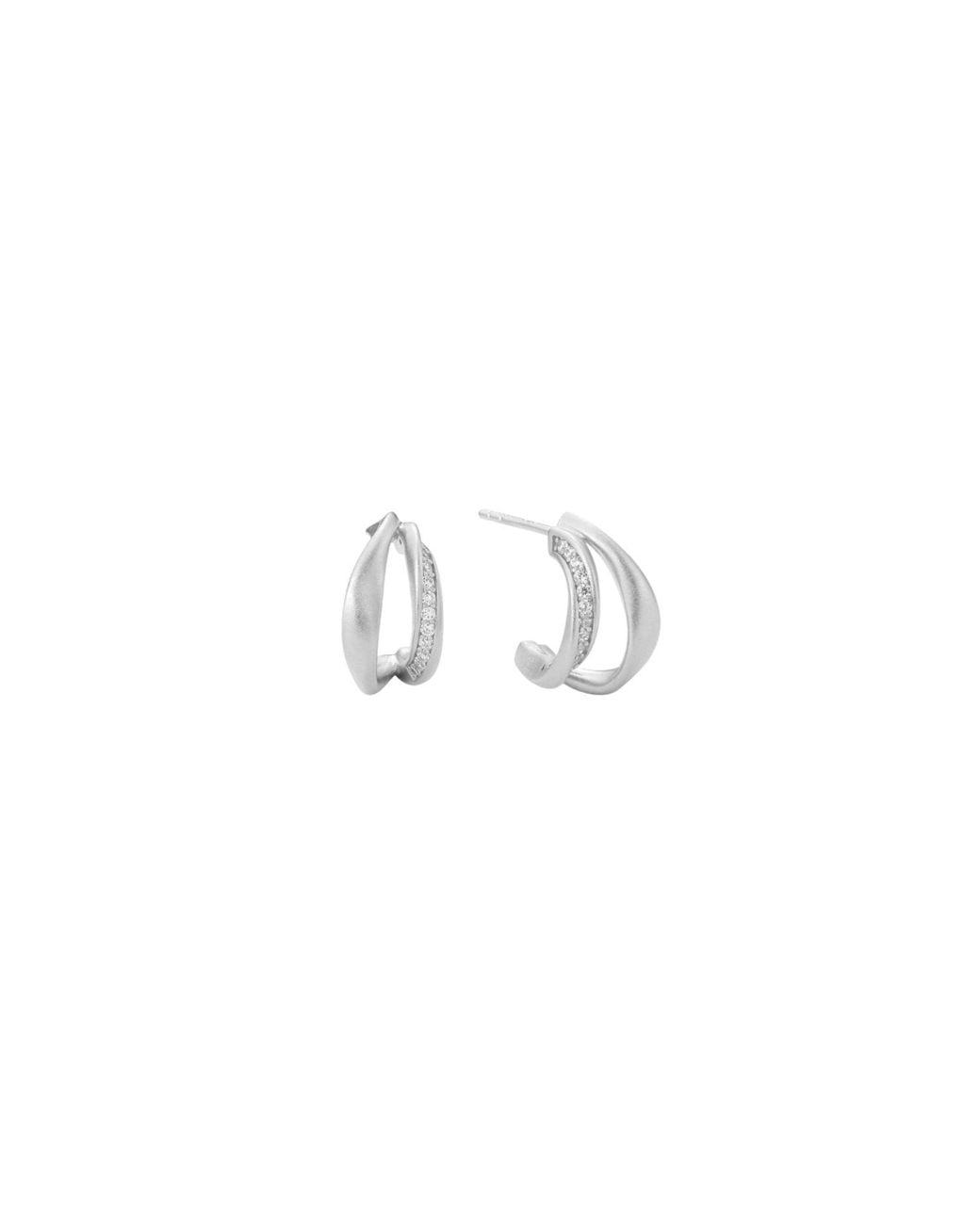 Vanhi White Nadine Pavé Twisted Stud Earrings
