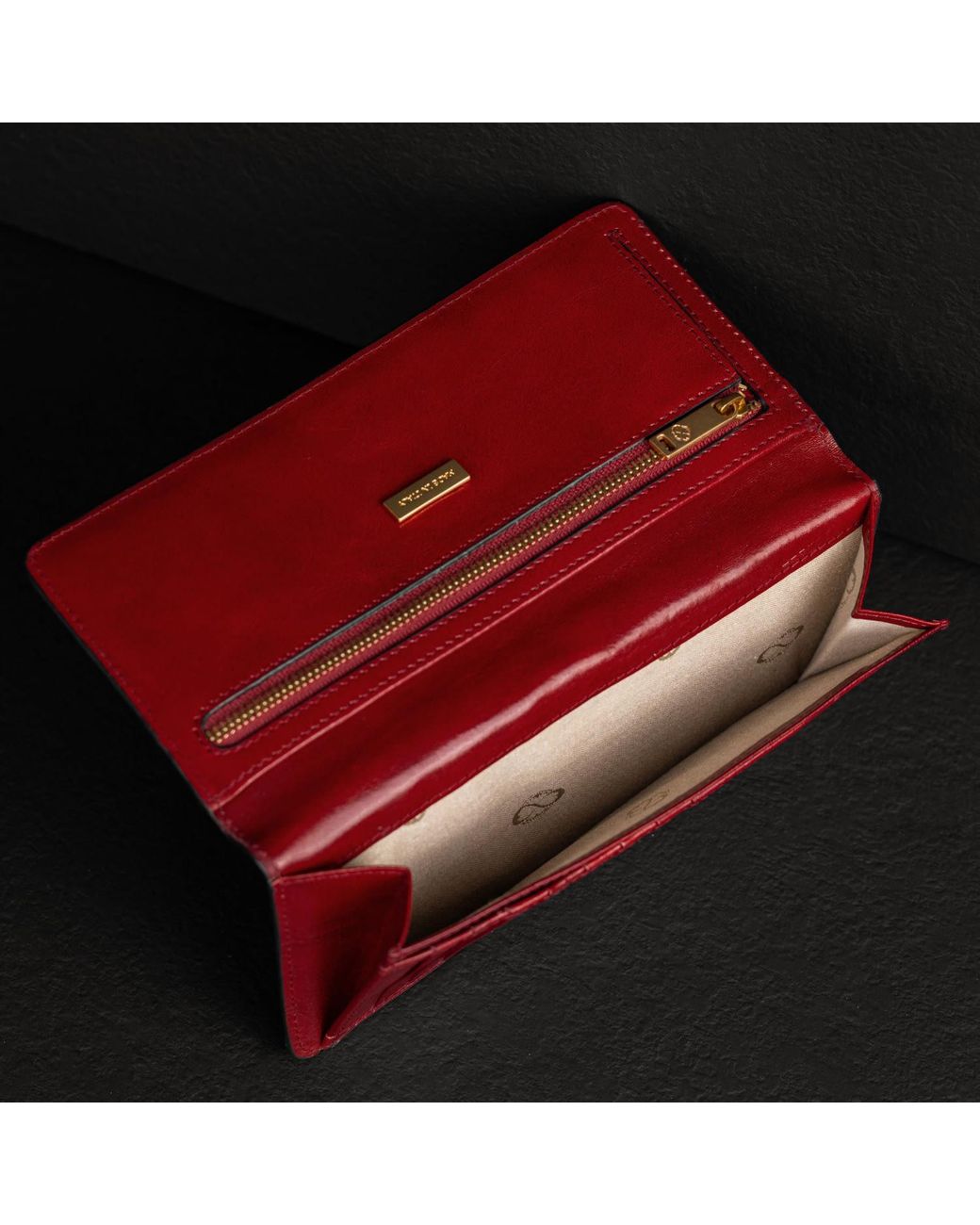 Time Resistance Red Leather Coat Wallet