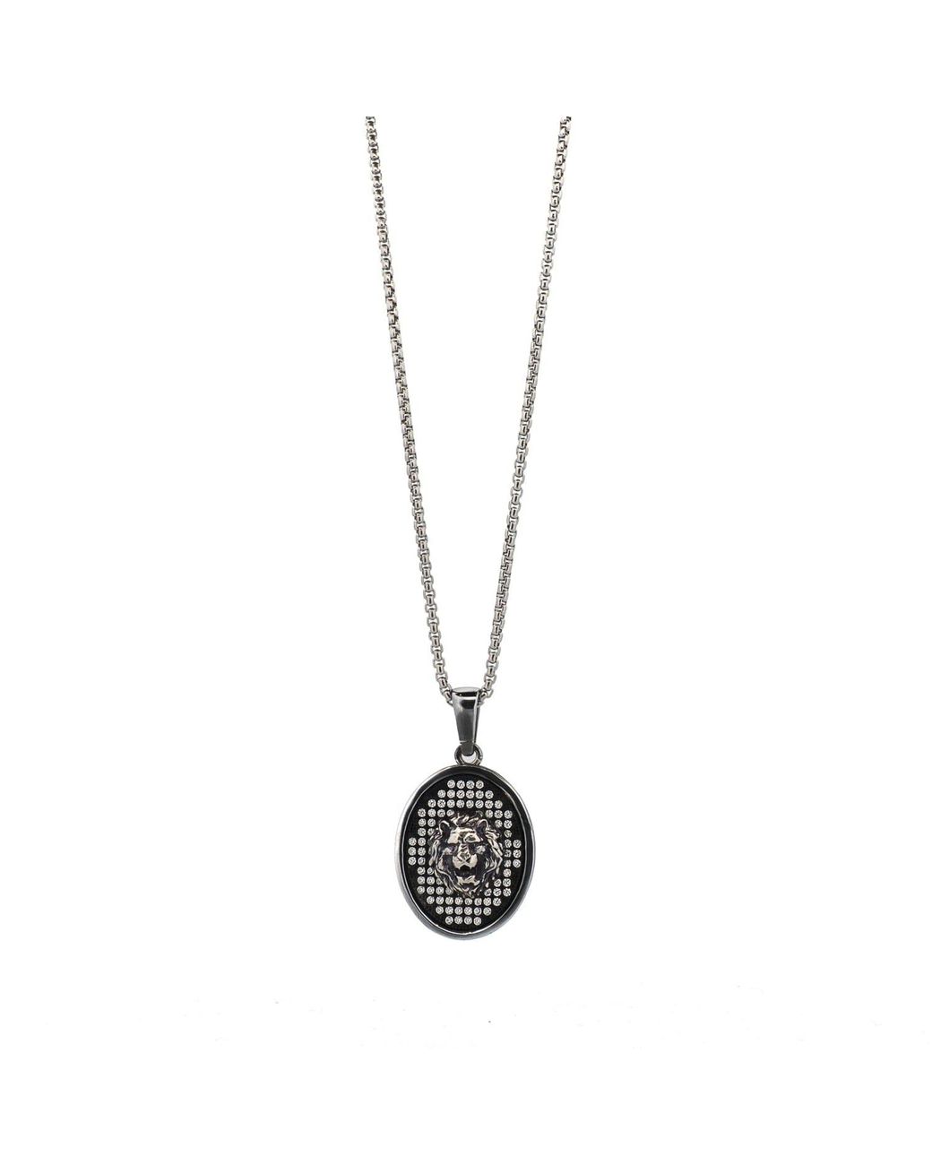 Ebru Jewelry Black Lion Head Pave Diamond Sterling Chain Necklace