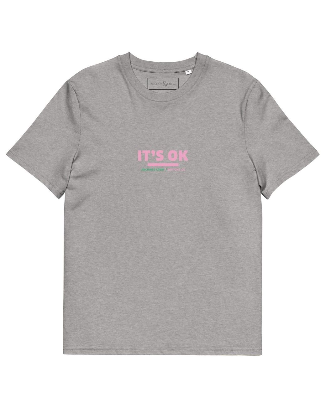 Anchor and Crew Gray Heather Five It's Ok Editions Organic Cotton T-Shirt for men