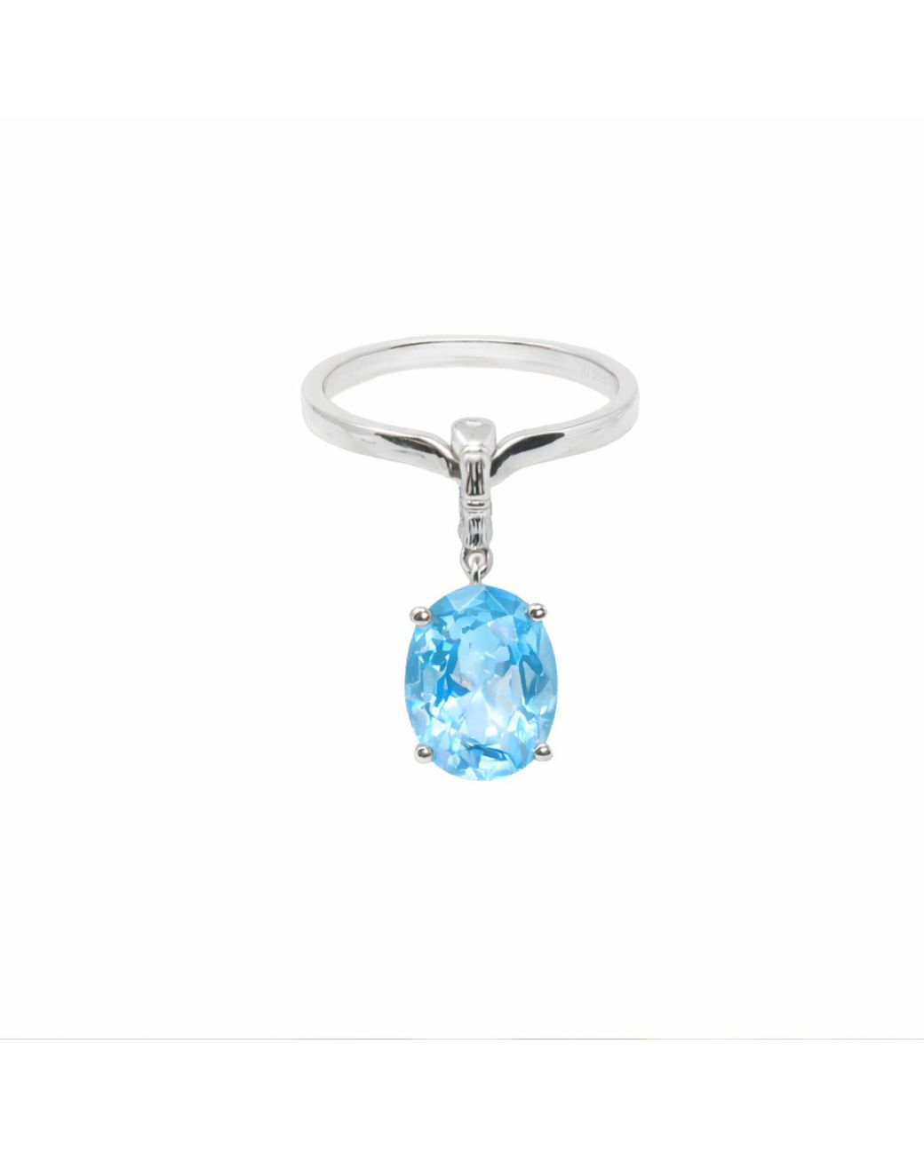 NASI SILVER Blue Crystalis Dancer Dangling Ring- Topaz
