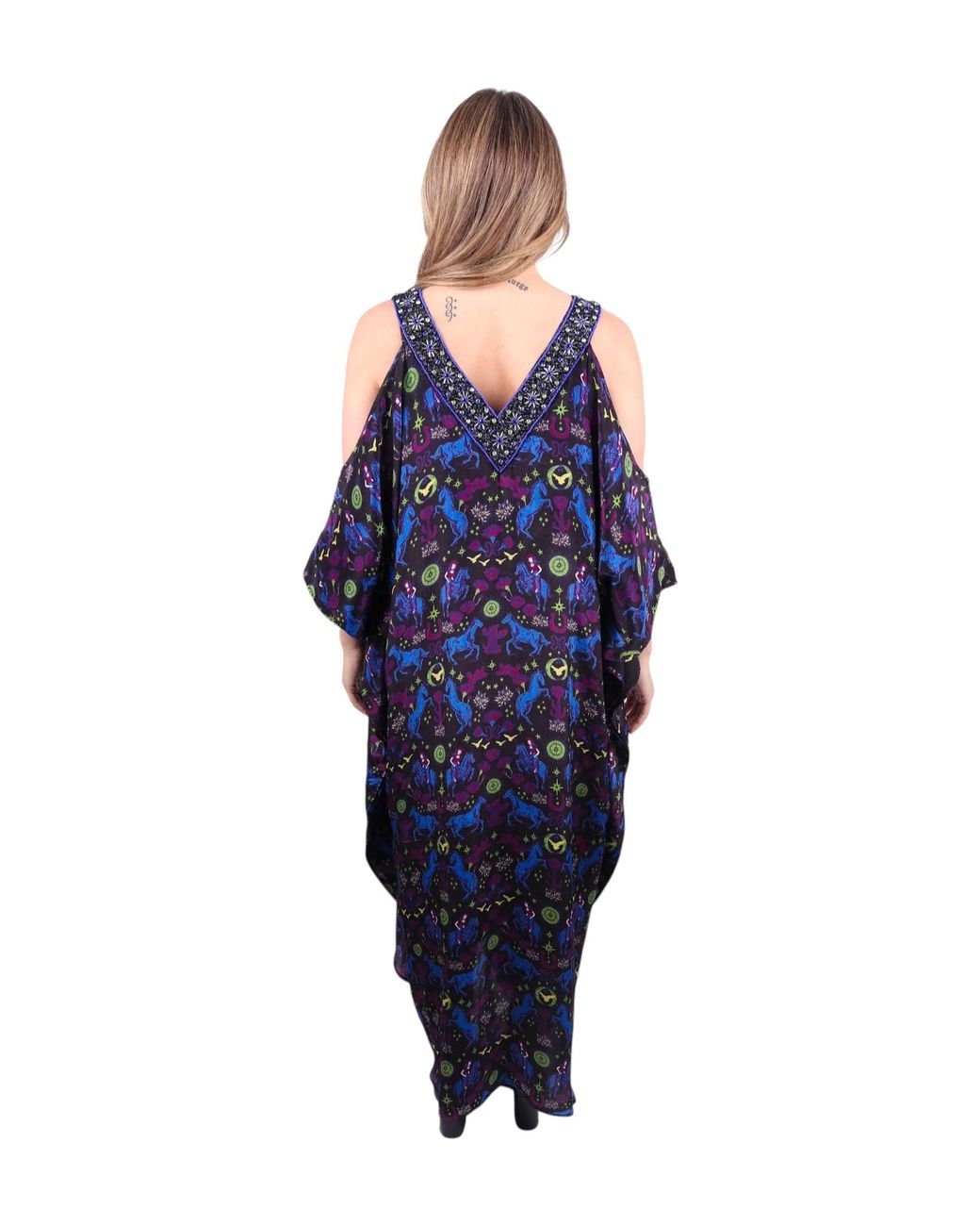 Any Old Iron Blue Hand-Beaded Neckline High Horse Dress