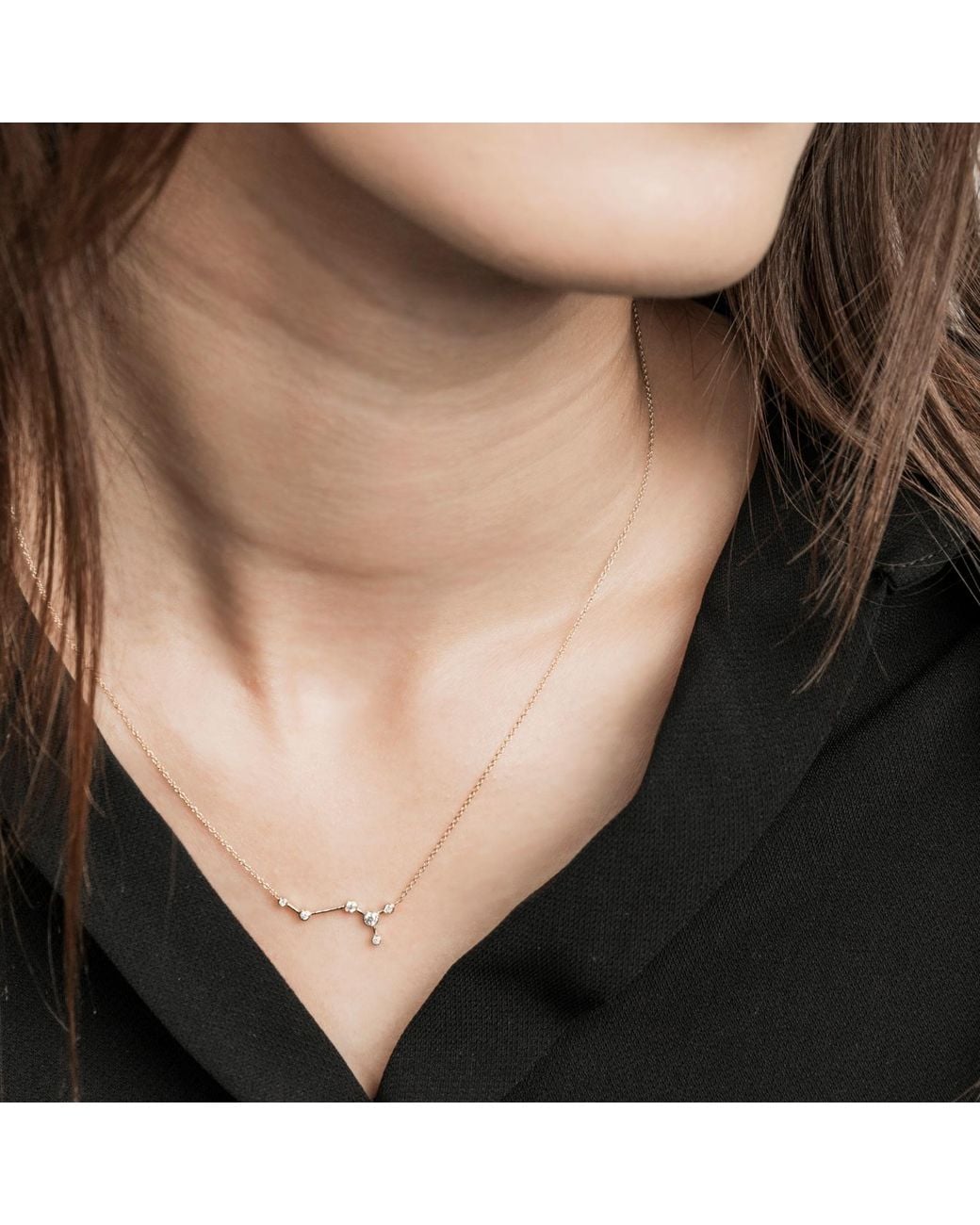 Genevieve Collection Metallic Scorpio Zodiac Constellation Necklace 18K & Diamond