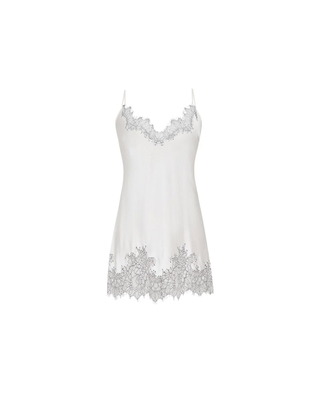 Avenue 8 White Silk Lace Detailed Mini Cami Dress