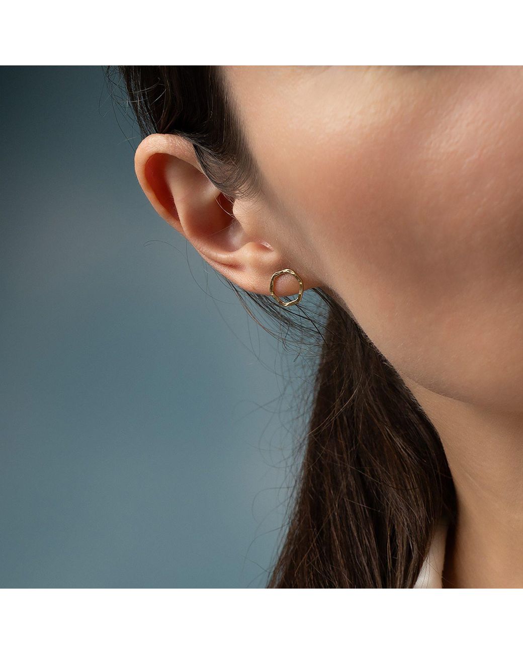 Kate Koel Metallic Hexagon Stud Earrings