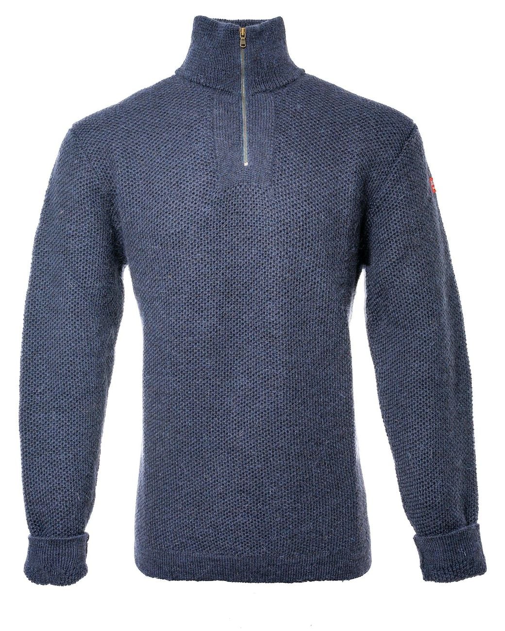 Arthur Beale Blue Zip Neck Jumper for men