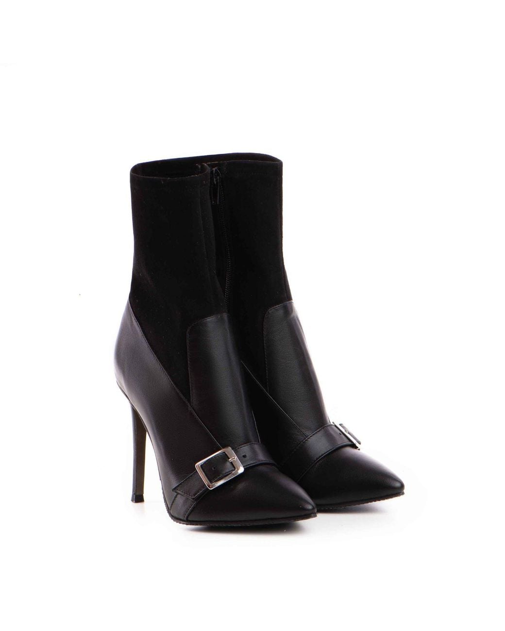 The 5Th Element Black Sleek Stretch Leather Ankle Boots