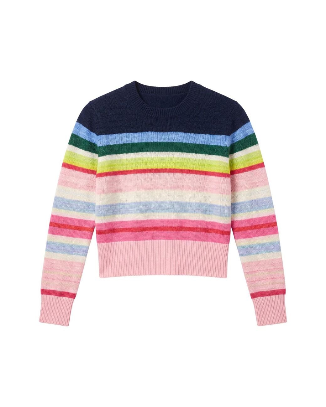 Brodie Cashmere Blue Striped Stitch Maya Crew