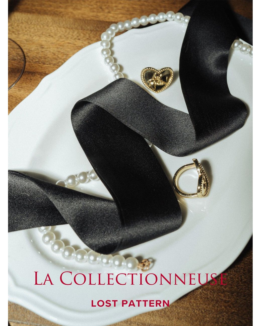 Lost Pattern Black La Collectionneuse Silk Ribbon Scarf