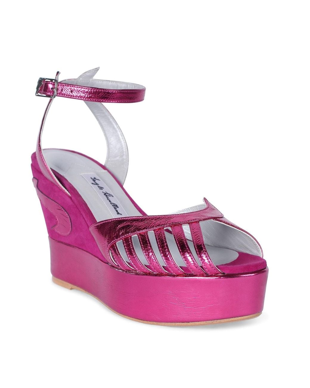 Terry De Havilland Purple Margaux Mid Hot Wedge Sandals