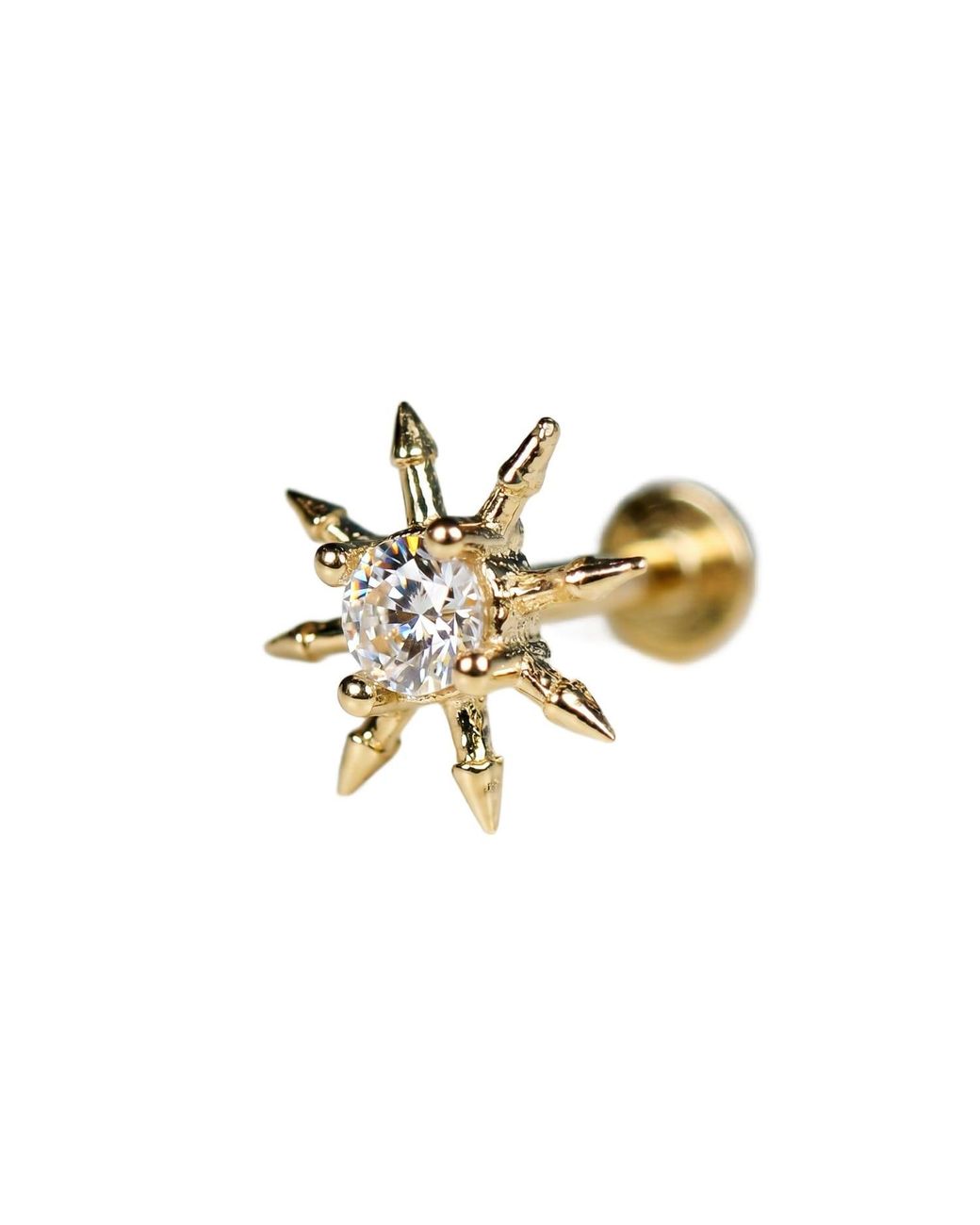 Melt'm Jewelry Metallic Sun Flat Back Earrings Solid With Cz