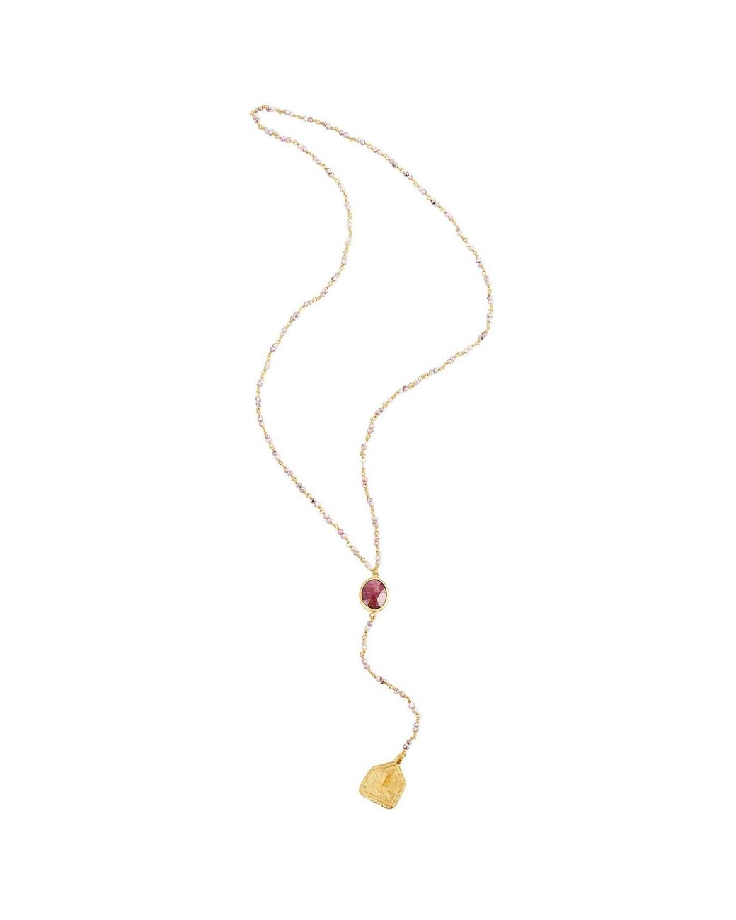 Opium Jewels Metallic Vintage Rosary Amulet Necklace