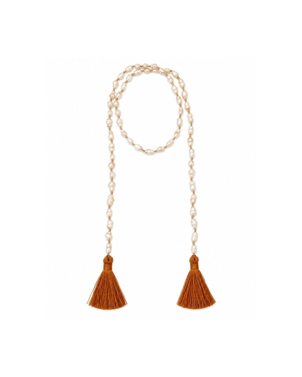 Lalinde White Solène Pearl Tassel Necklace