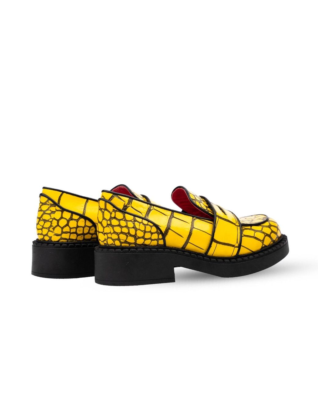 Rosamund Muir London Yellow Stratford & Crocodile Print Loafers