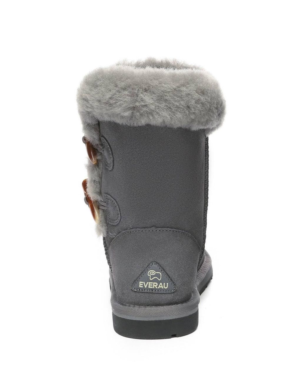EverAu Australia Gray Stork Horn Toggle Button Short Boots