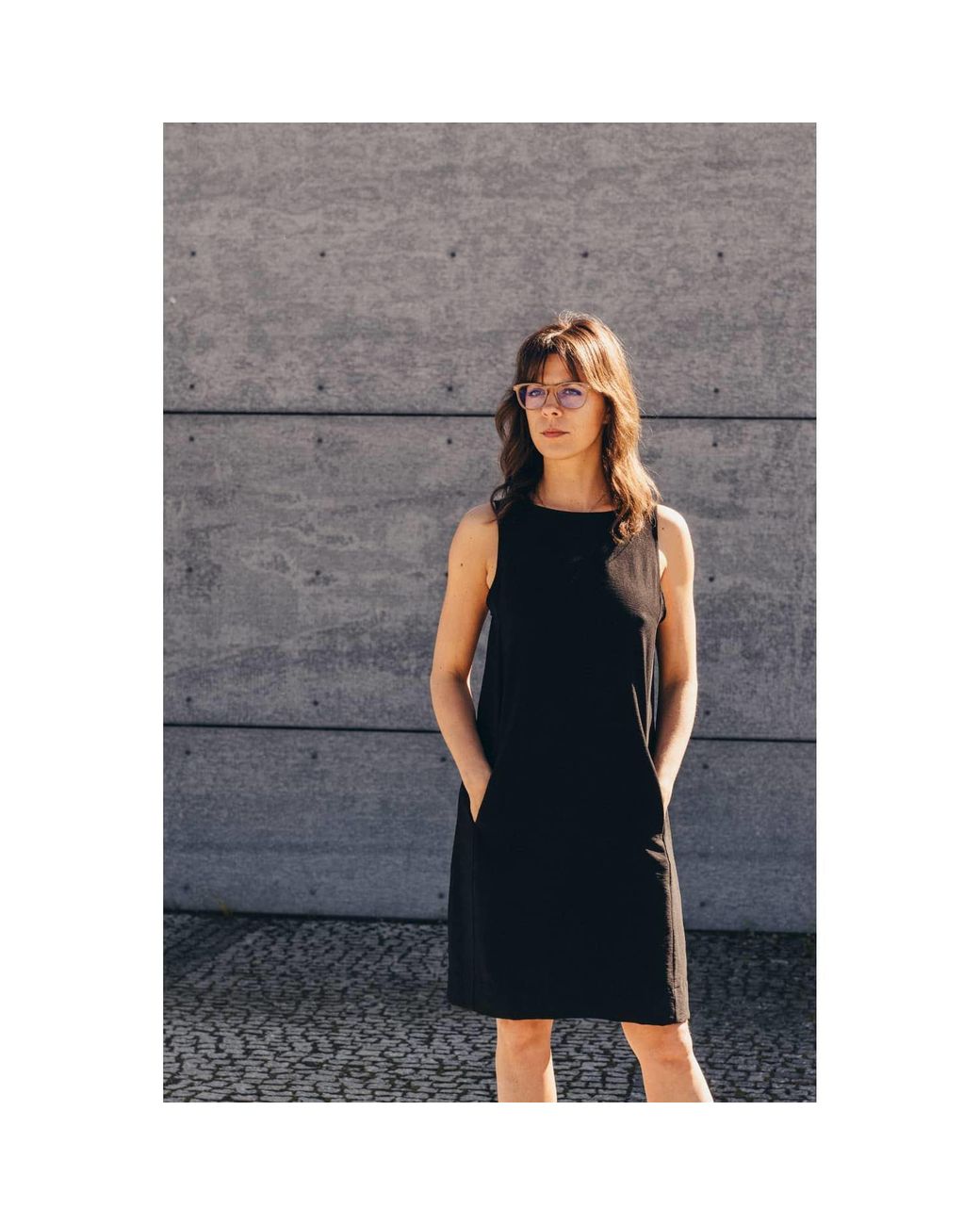 Oh!Zuza Black Echo Viscose Midi Dress With Pockets –