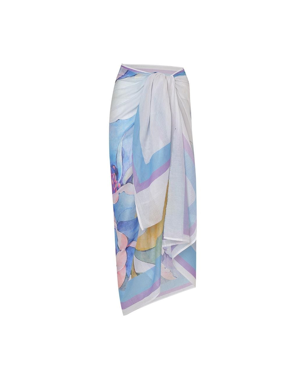 DHARA SHETH DUBAI Blue Fleur Botanical Print Floral Resort Halter-Style Sarong