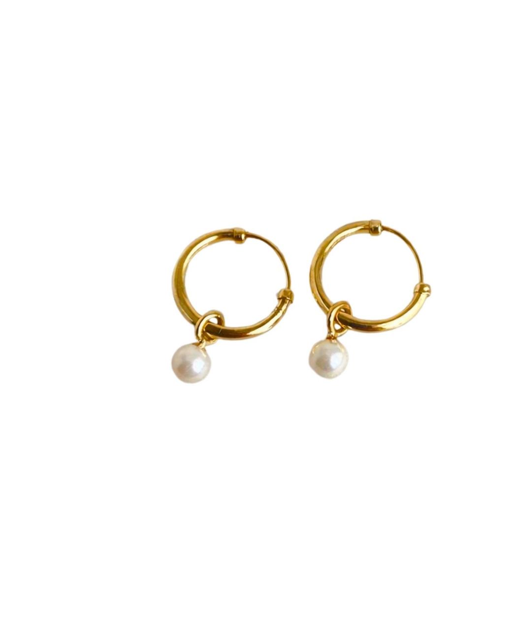 Lily Flo Jewellery Metallic Pearl Floating Hoop Earrings