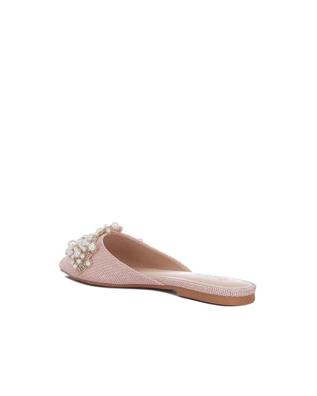 Rag & Co Pink Astre Pearl Embellished Shimmer Mules