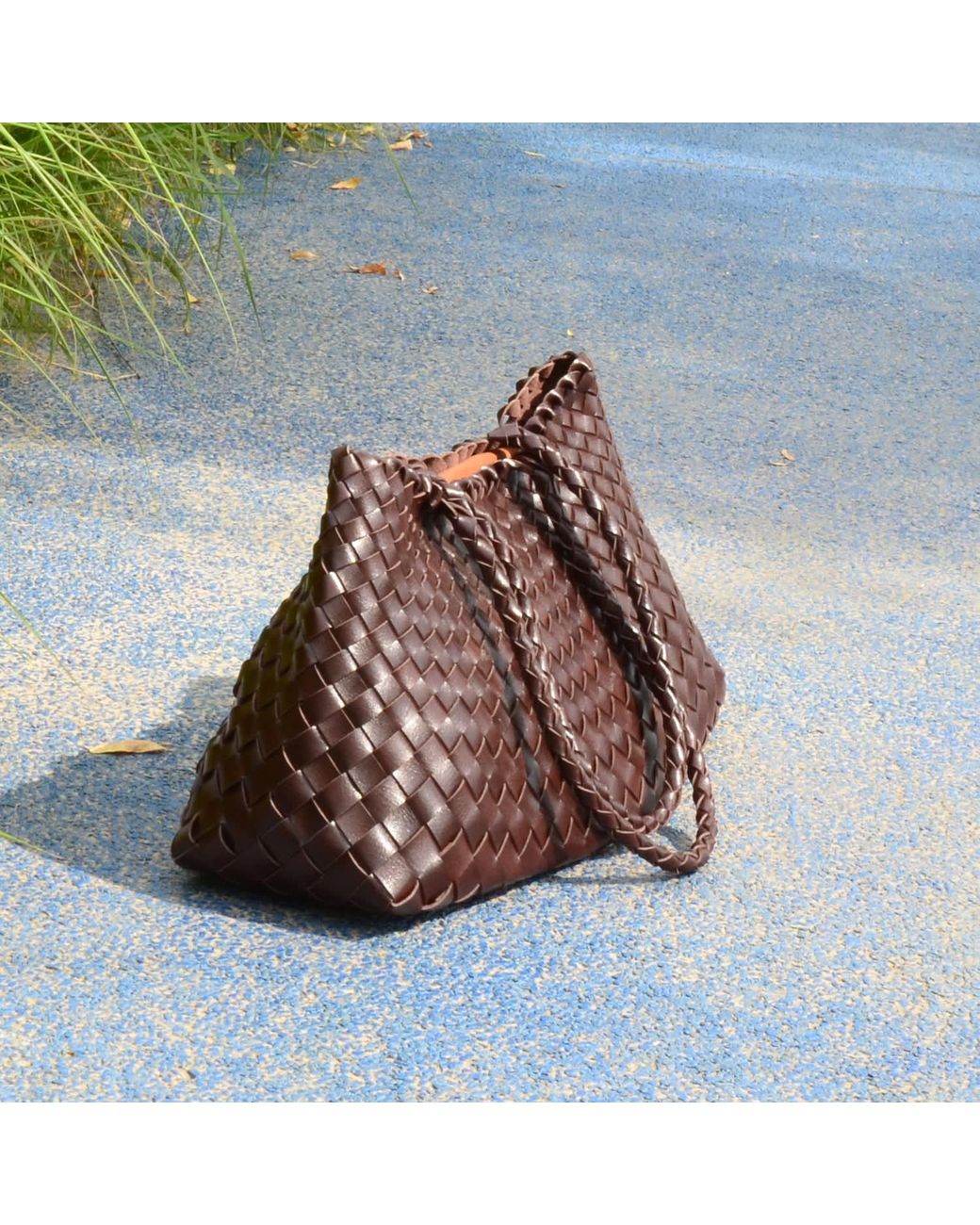 Rimini Brown Woven Vegan Leather Carry On Bag